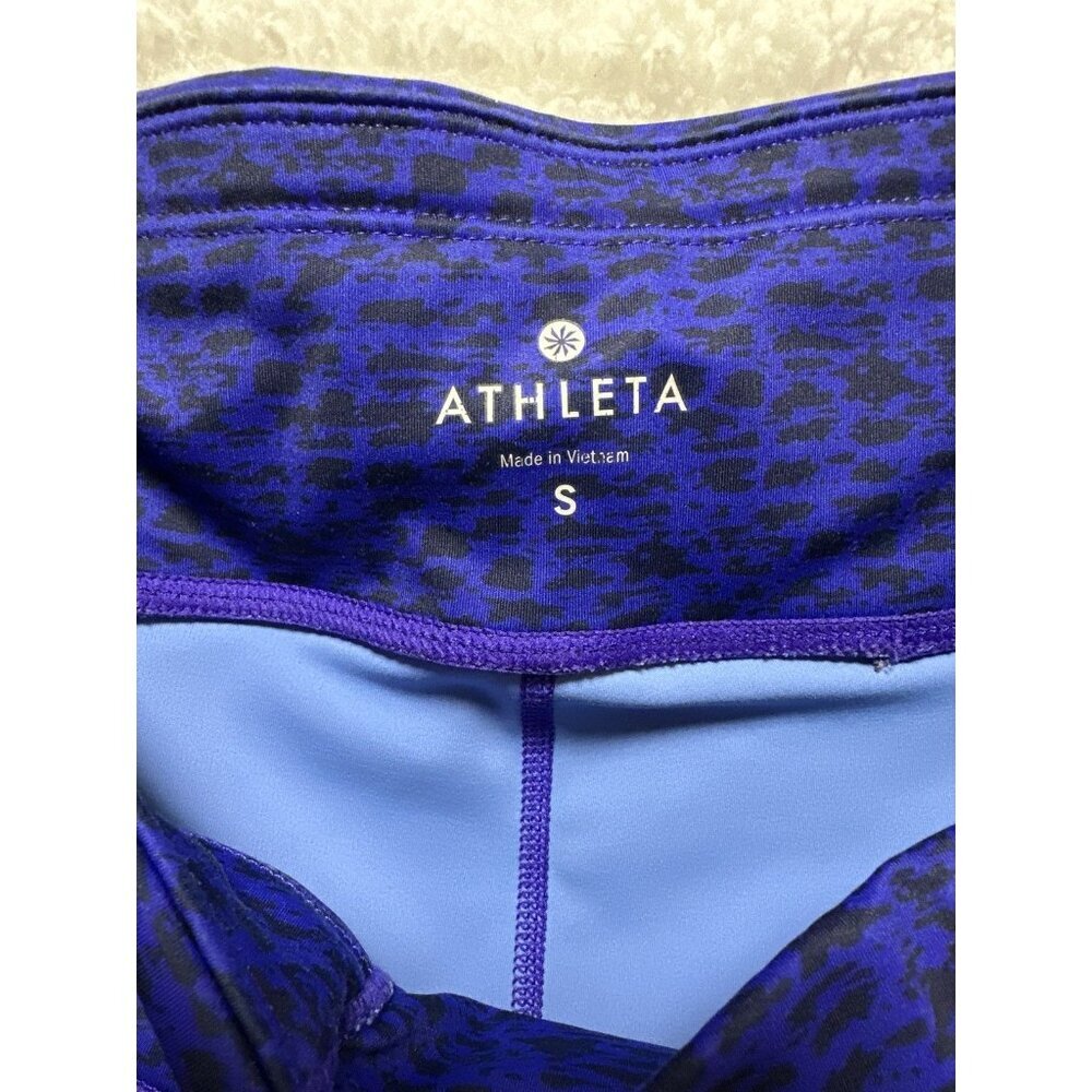 Athleta Asym Camo Sonar 7/8 Leggings Cobalt Blue Stripe Pocket Compression SZ‎ S - Picture 3 of 11
